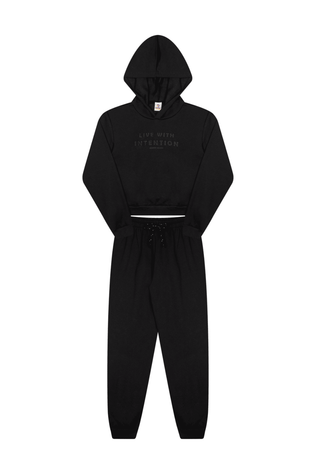 CJ.JUV MOLETOM C/ BLUSÃO CROPPED DE CAPUZ E CALÇA C/ PUNHO E CORDÃO