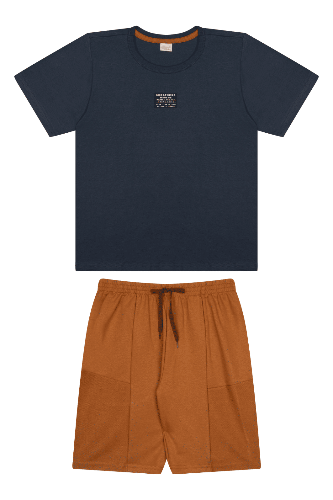 Conjunto juvenil masculino camiseta malha texturizada e bermuda moletinho recorte Conjunto juvenil masculino camiseta malha texturizada e bermuda moletinho recorte