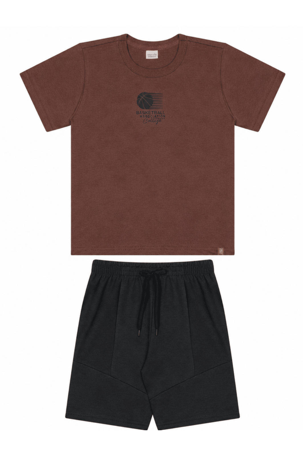 Conjunto infantil menino camiseta malha texturizada e bermuda moletinho Conjunto infantil menino camiseta malha texturizada e bermuda moletinho