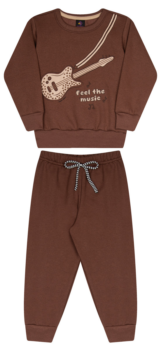 Conjunto Moletom com Blusão de Referência e Calça com Punho e Cordão