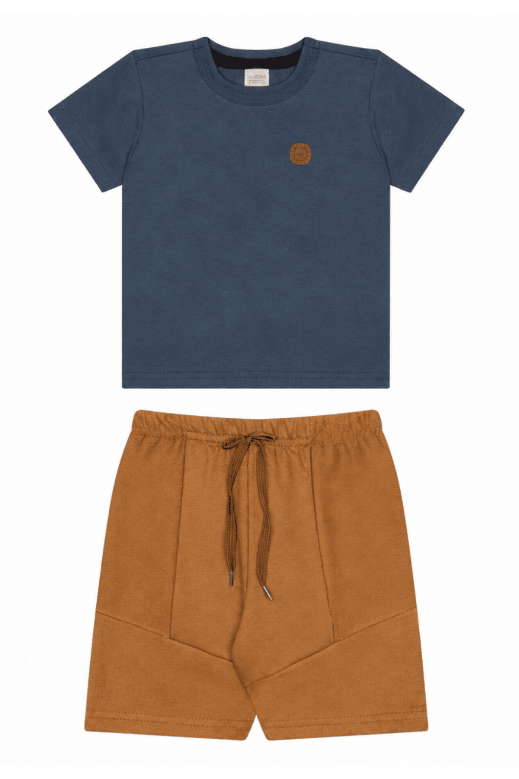 Conjunto infantil menino camiseta malha e bermuda recorte avesso moletinho Conjunto infantil menino camiseta malha e bermuda recorte avesso moletinho