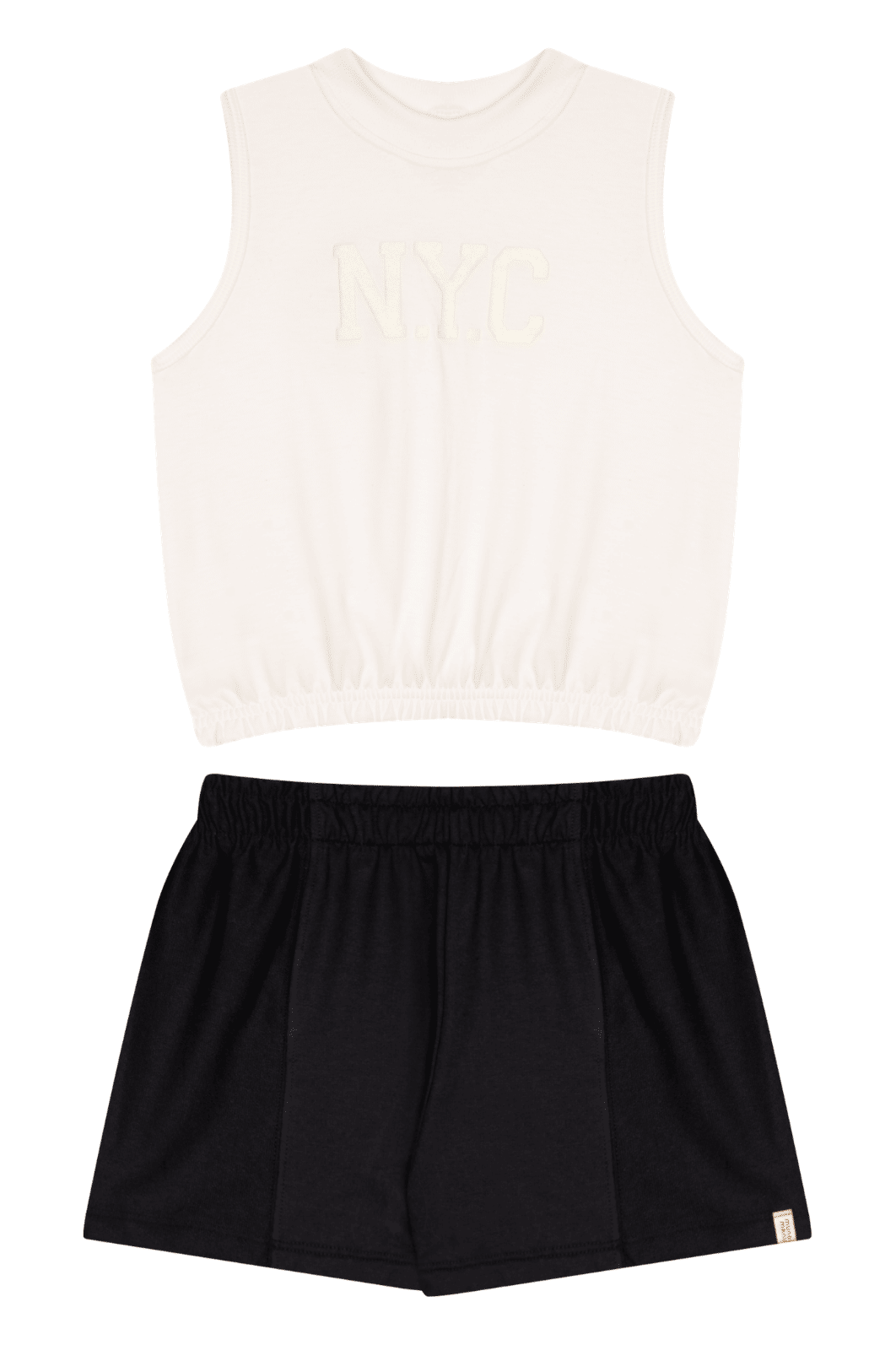 Conjunto juvenil menina ribana malha e shorts moletinho