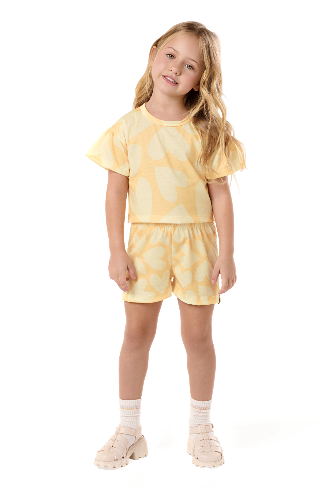 Conjunto Infantil Menina Verão Fresquinho Blusa E Shorts estampados Conjunto Infantil Menina Verão Fresquinho Blusa E Shorts estampados