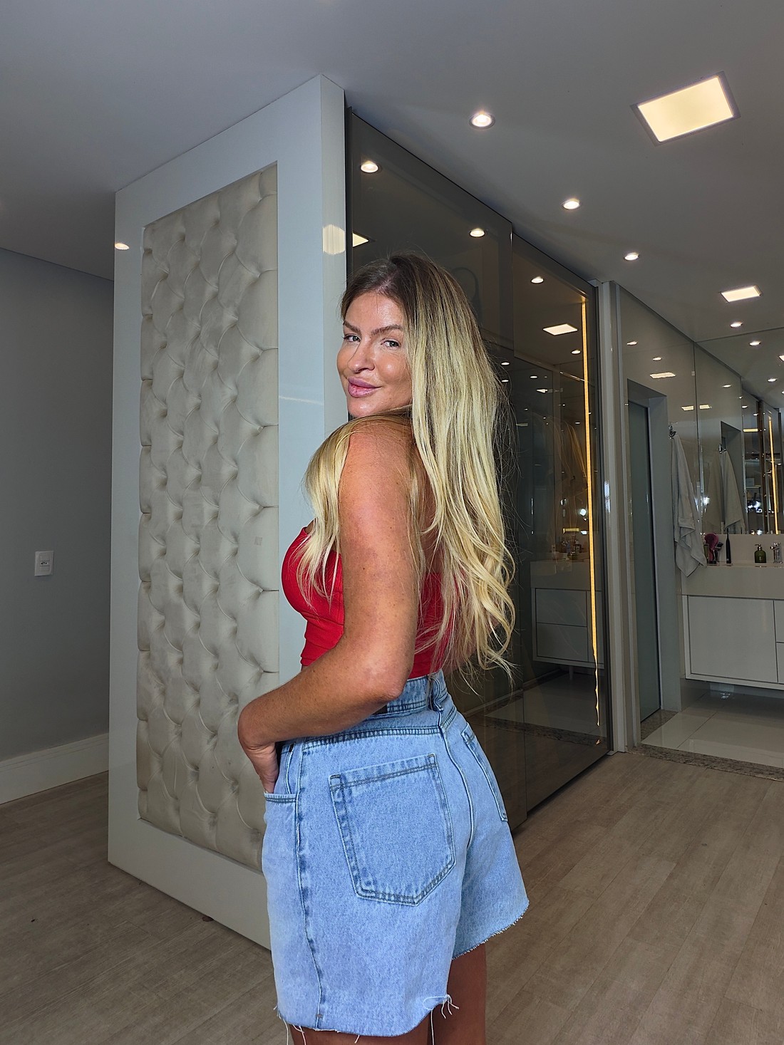 Short jeans mom barra a fio Pamela