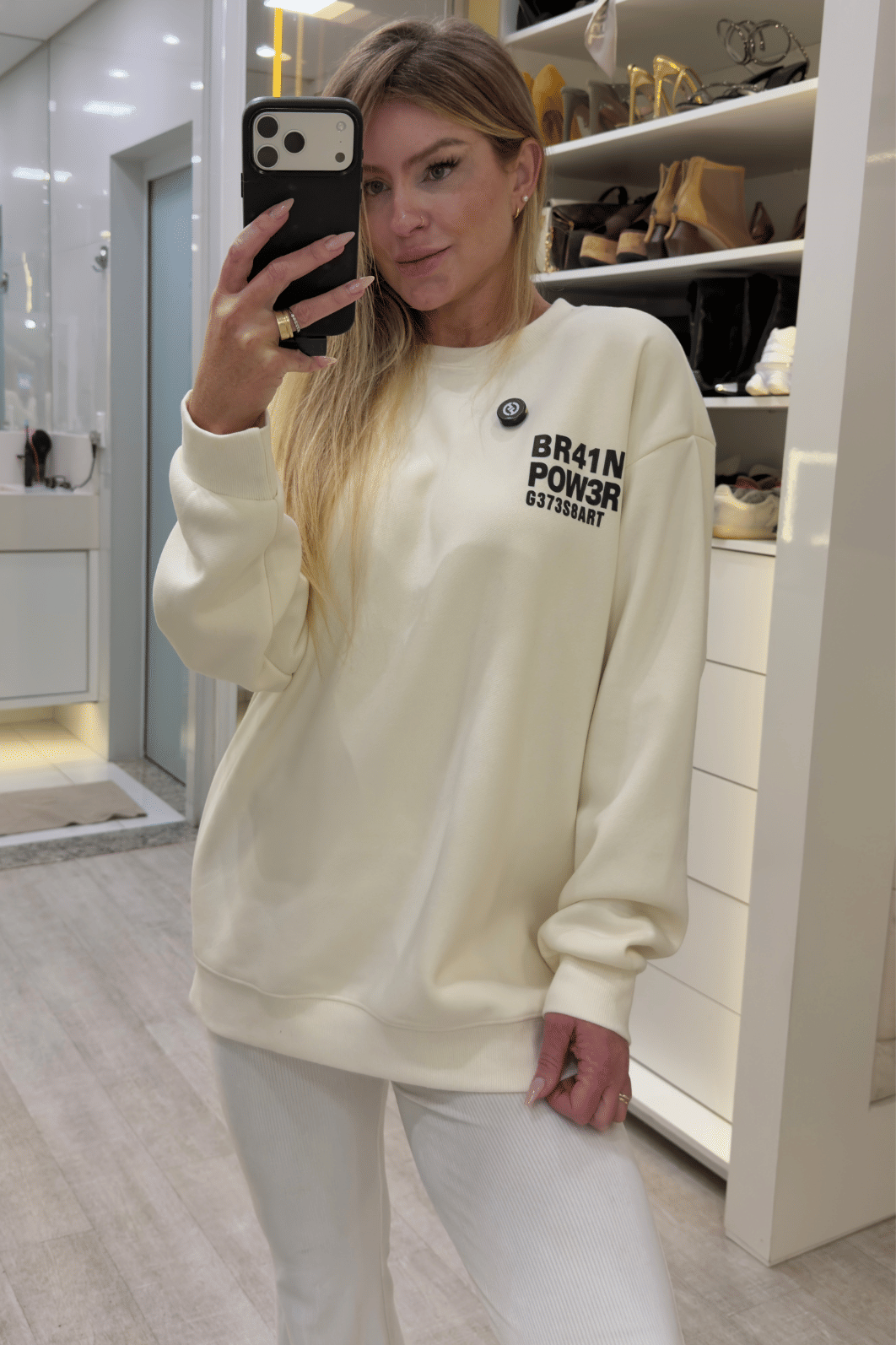 Casaco de moletom oversized estampa brain power Casaco de moletom oversized estampa brain power