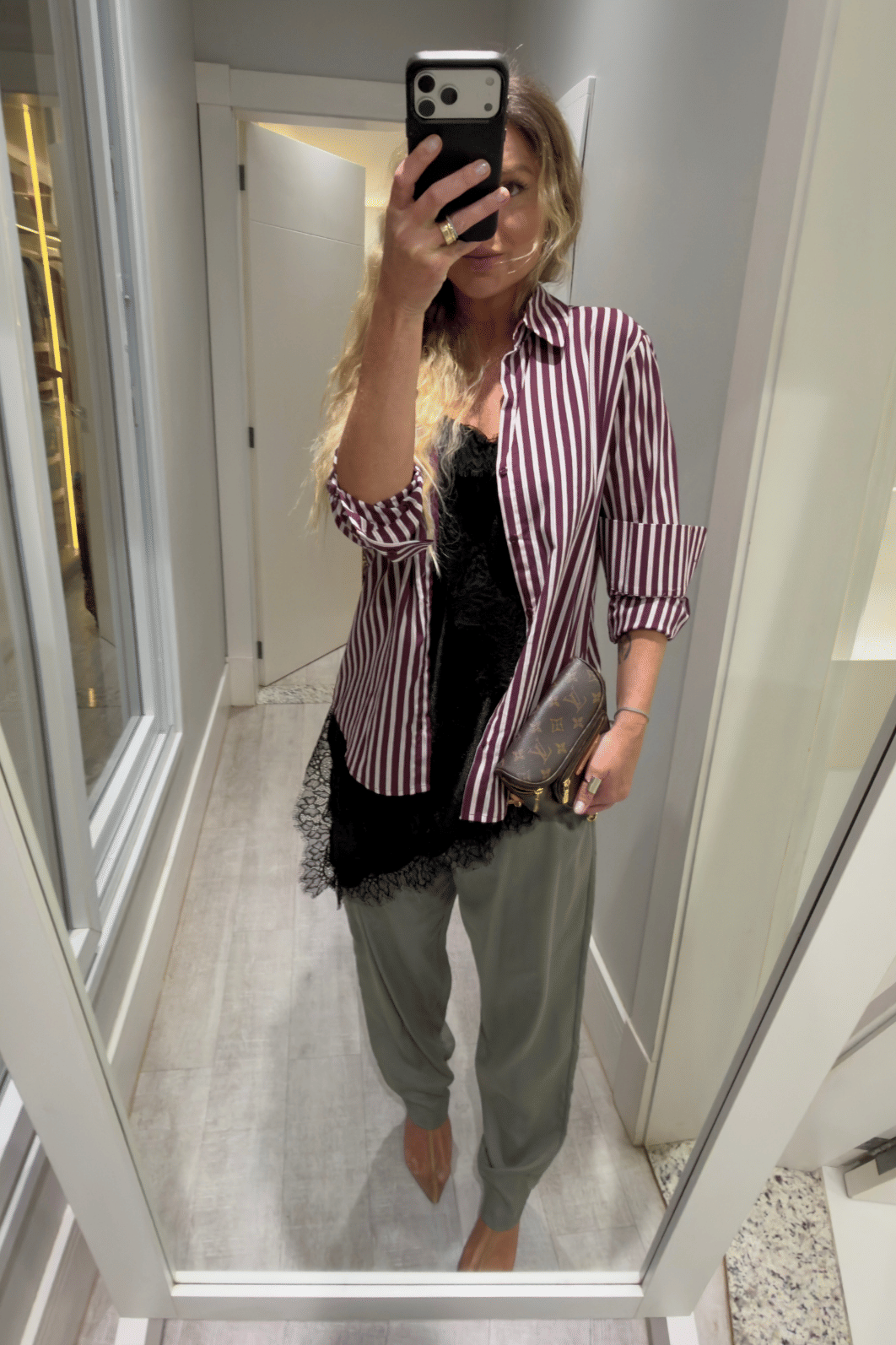 Camisa over estampa de listras