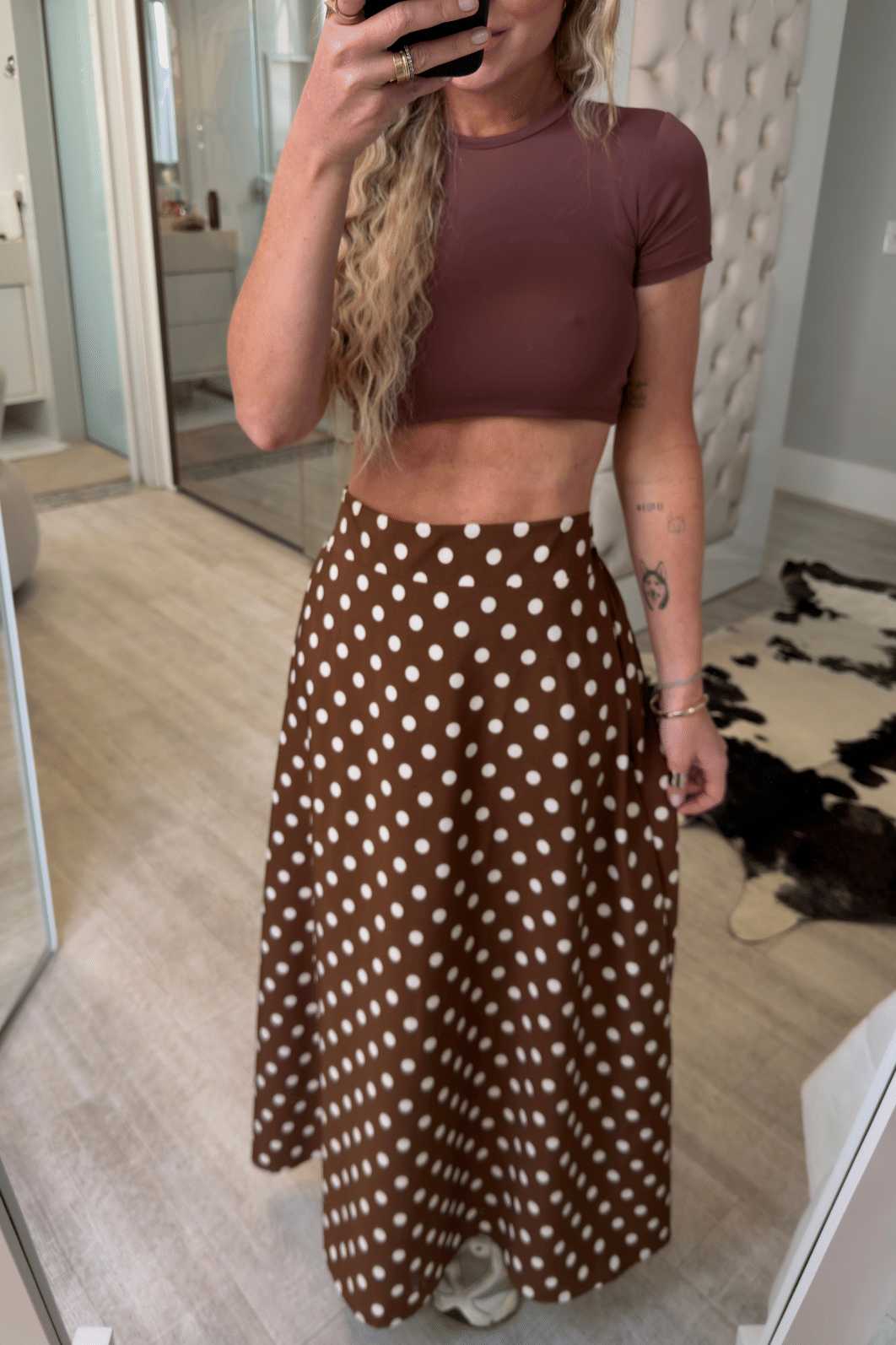 Saia longa estampada de Poá Ailany Saia longa estampada de Poá Ailany