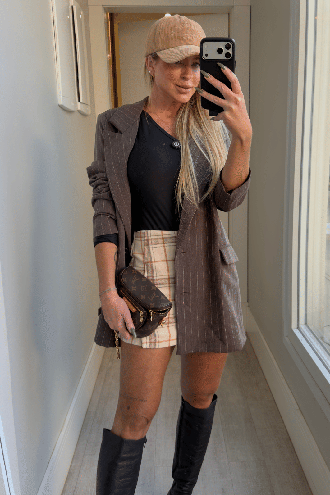 Short saia de lã xadrez Maitê
