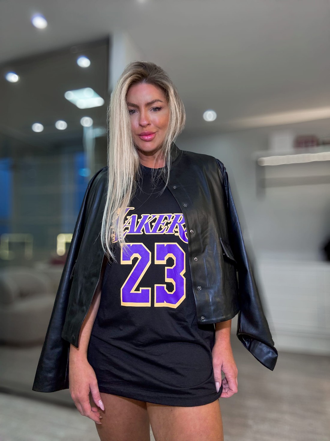 T-shirt alongada oversized estampa los Angeles Lakers