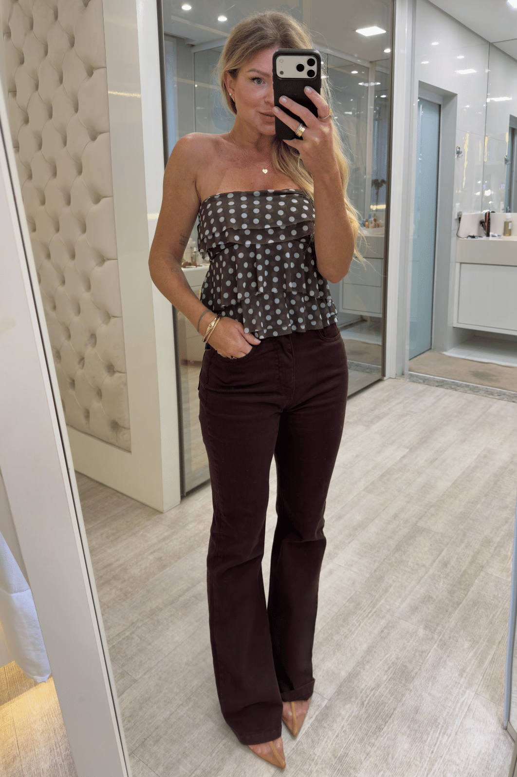 Calça jeans flare MARROM Olivia Calça jeans flare MARROM Olivia