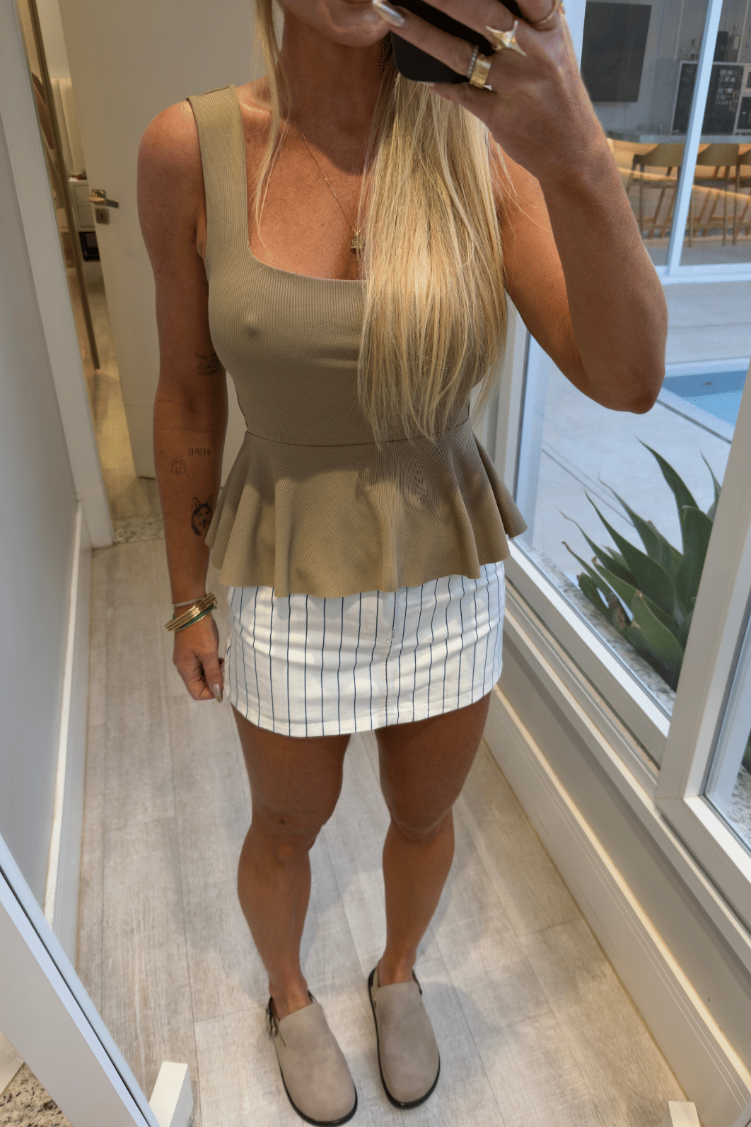 Shorts saia jeans listrada Cleidy