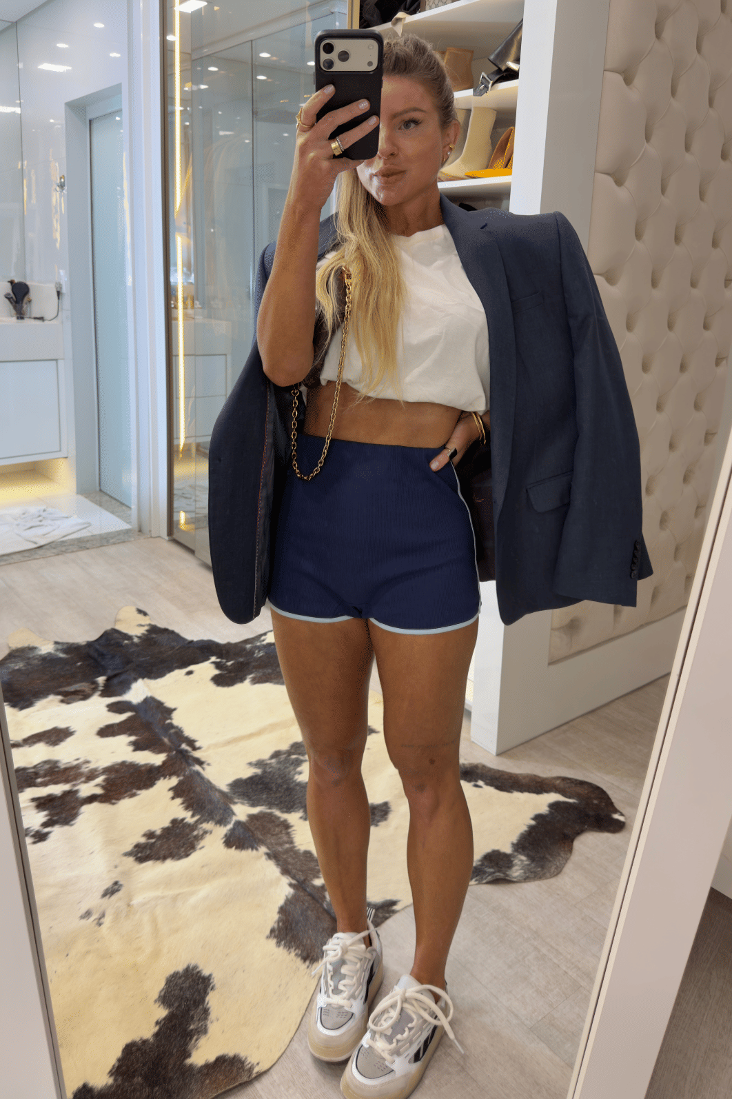 Short curto canelado runner bicolor