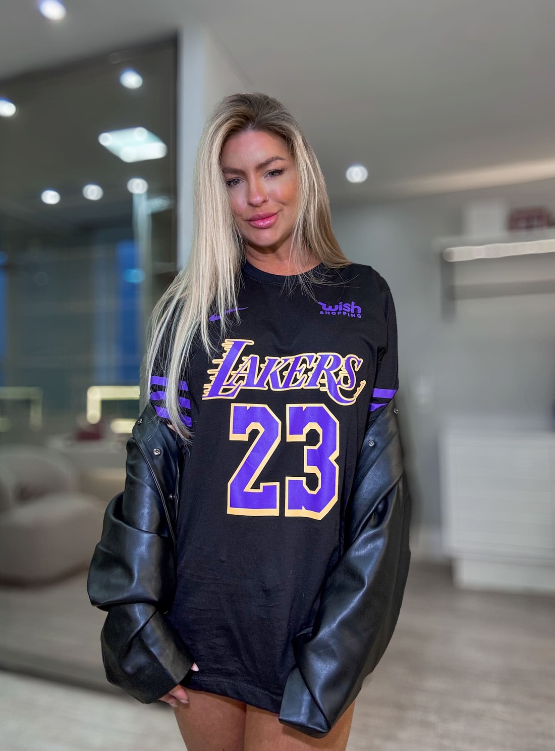 T-shirt alongada oversized estampa los Angeles Lakers