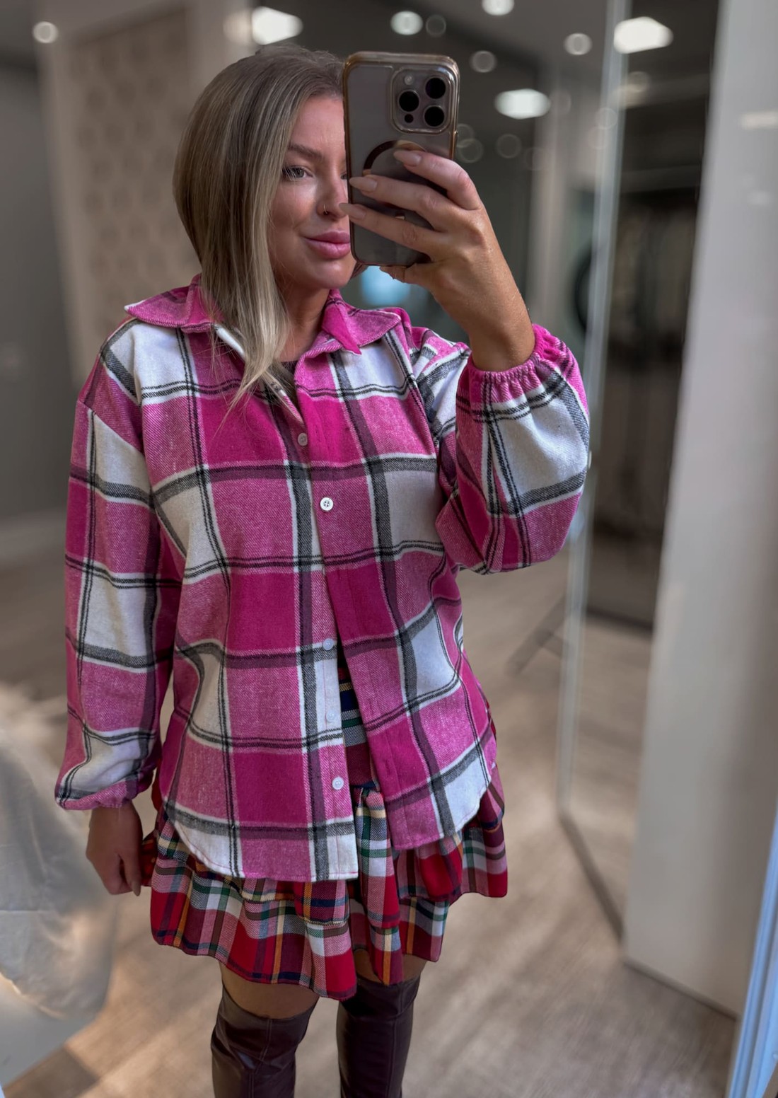 Camisa xadrez em flanela Morgane