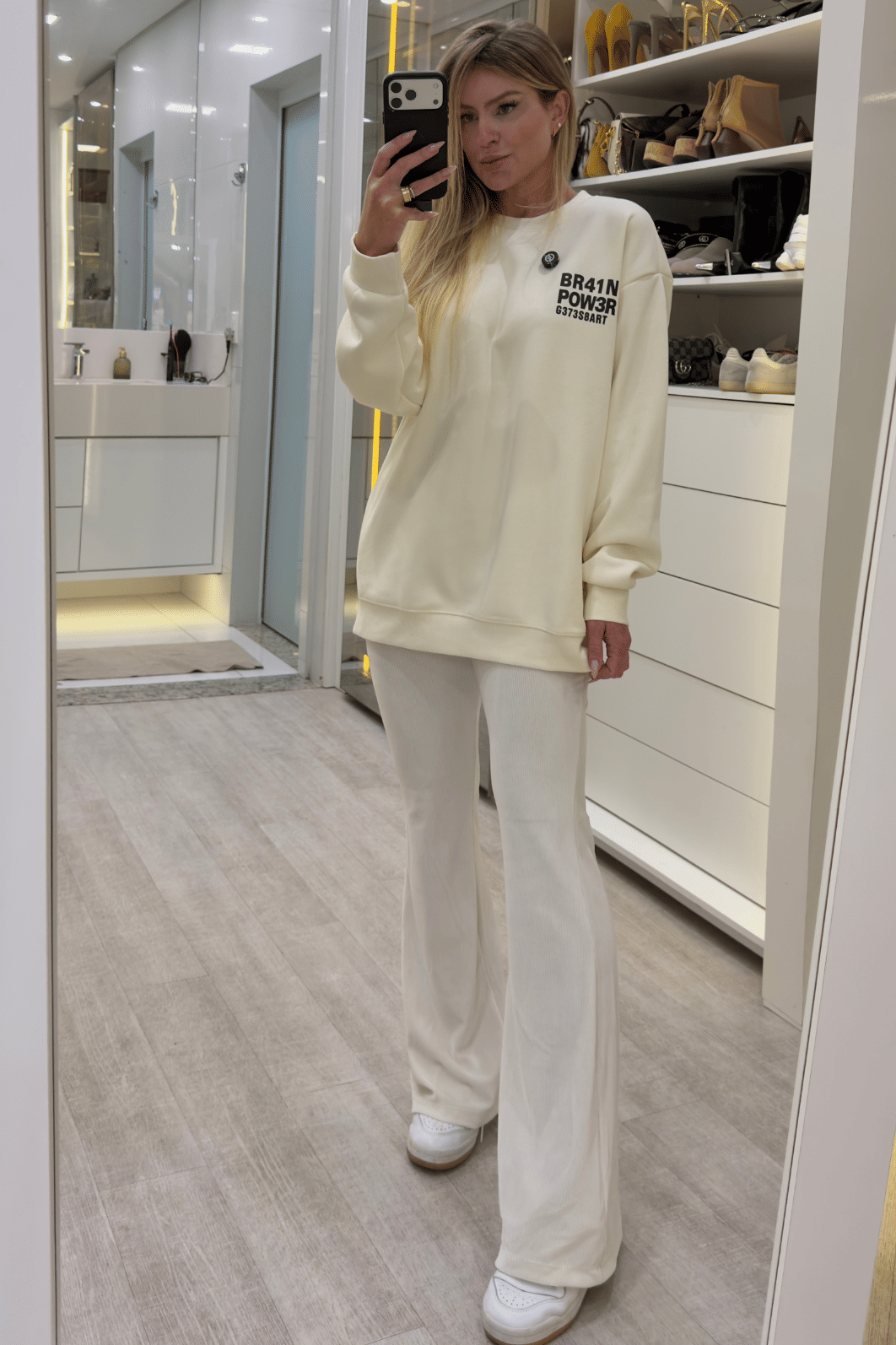 Casaco de moletom oversized estampa brain power Casaco de moletom oversized estampa brain power