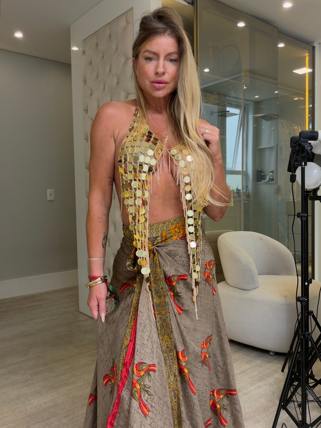 Saia transpassada estampada Indiana Saia transpassada estampada Indiana