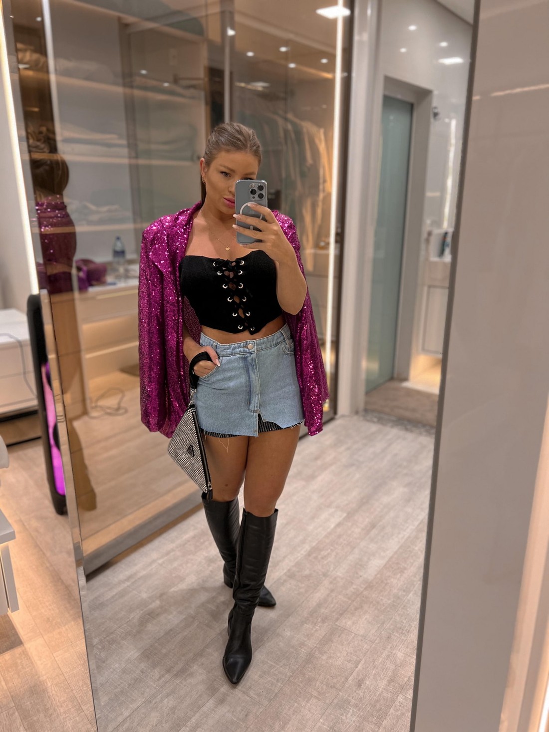 Cropped corset lurex com amarração frontal Cropped corset lurex com amarração frontal