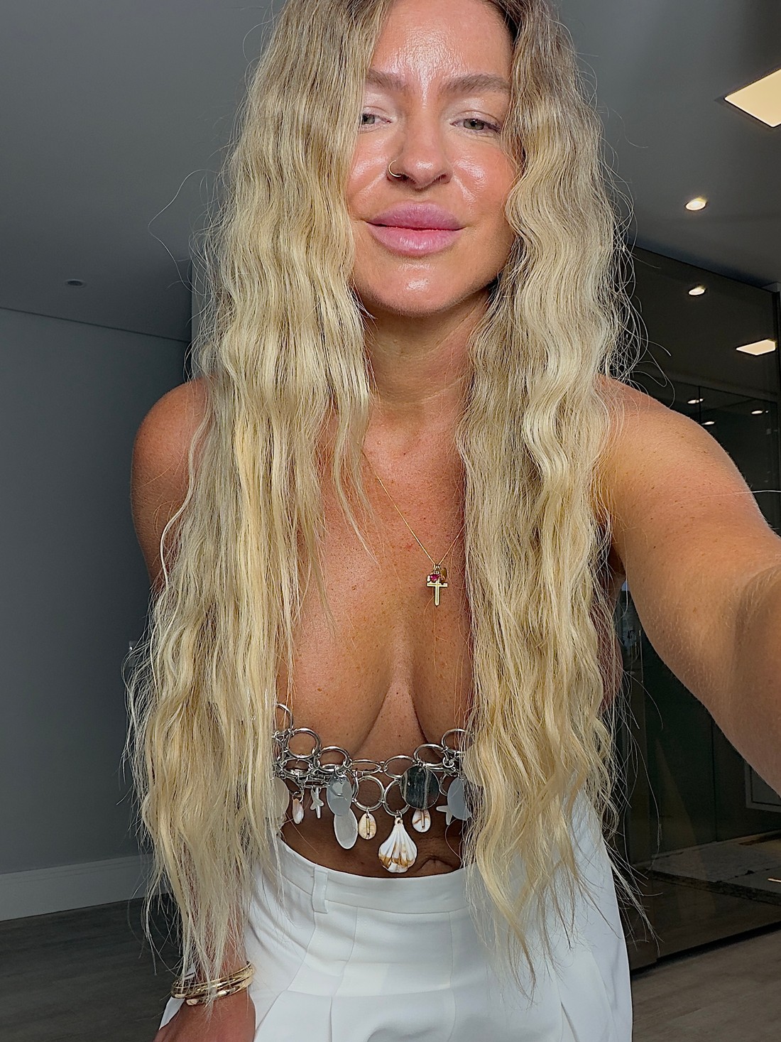 Top frente única de Conchas com paete Top frente única de Conchas com paete