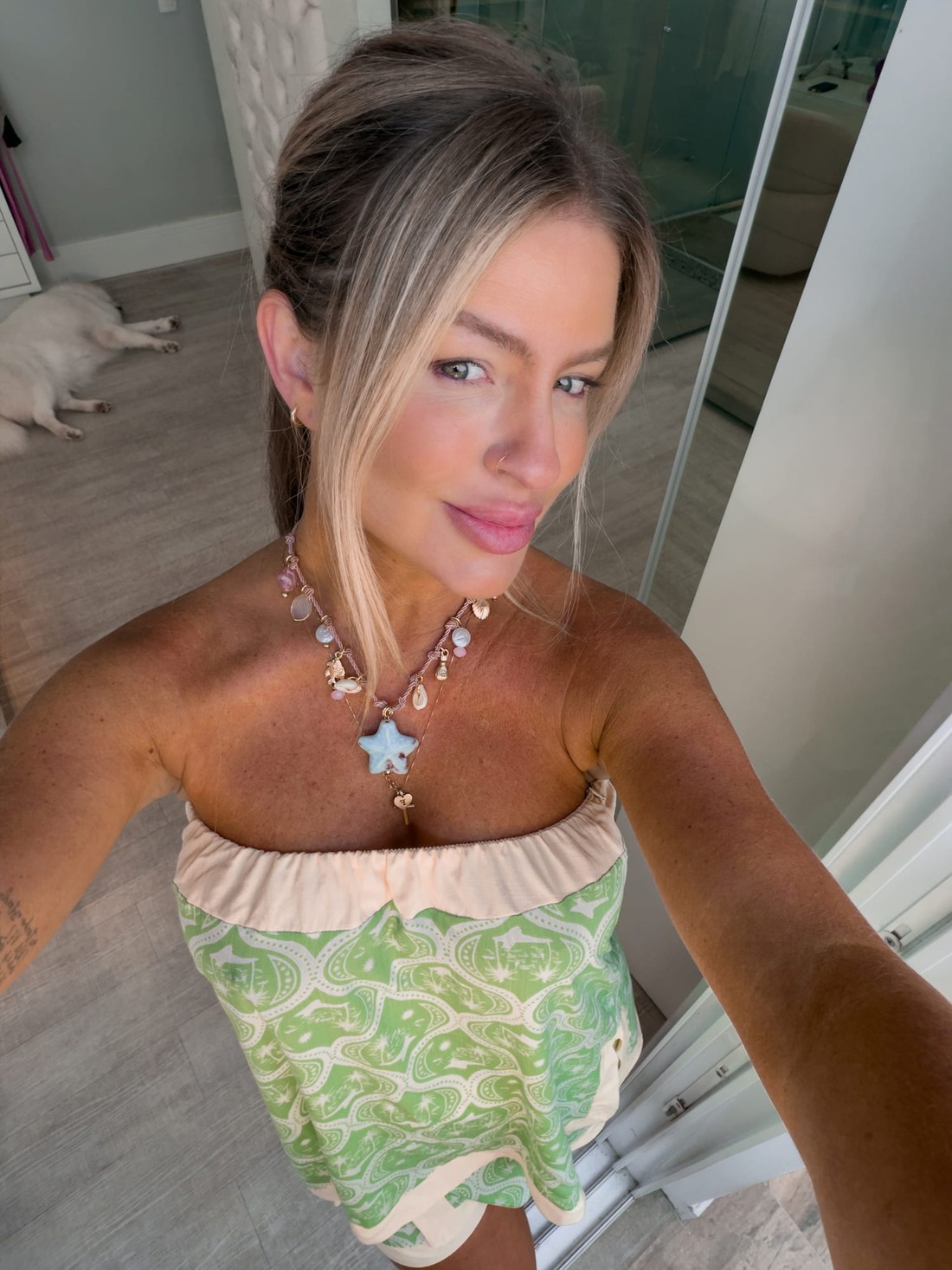 Conjunto bata tomara que caia e short saia transpassado Amélie