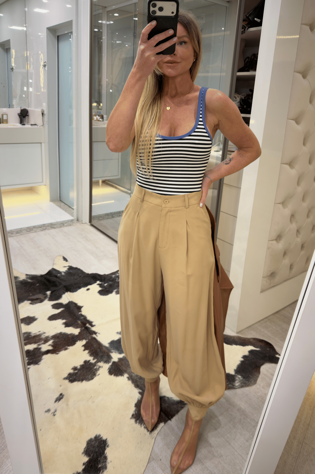Blusa regata canelada de ribana com listras Dandara Blusa regata canelada de ribana com listras Dandara