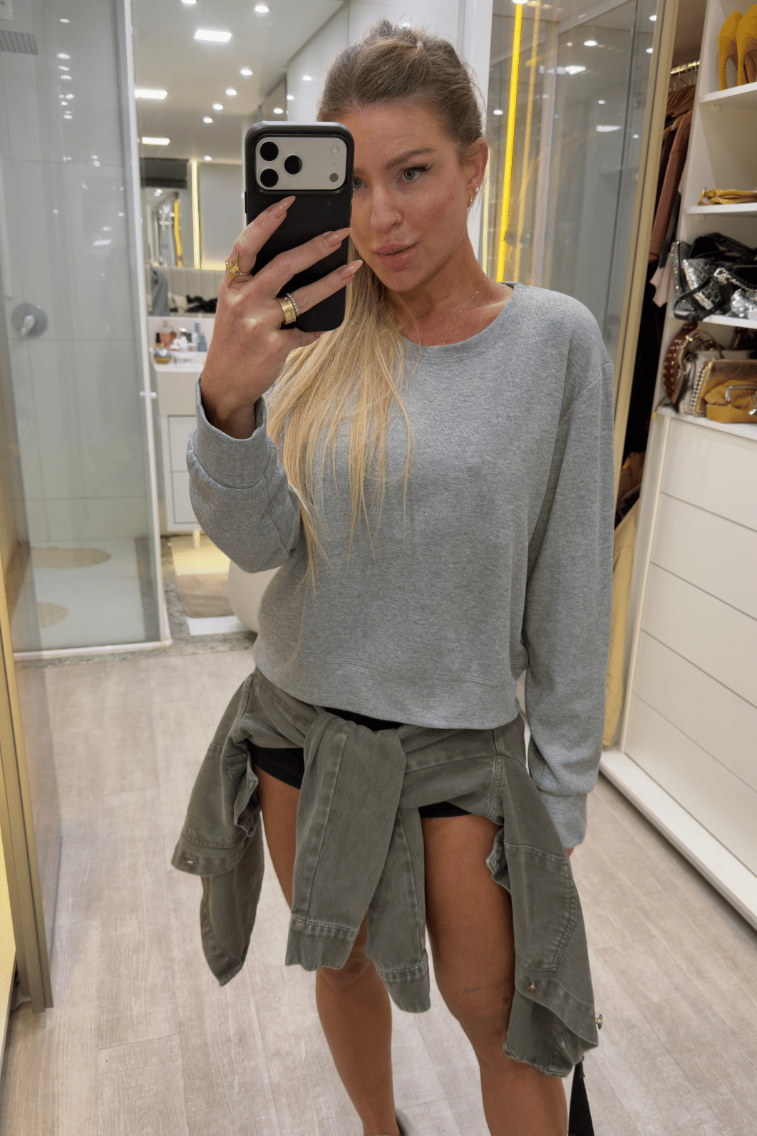 Blusa manga longa malha Blusa manga longa malha