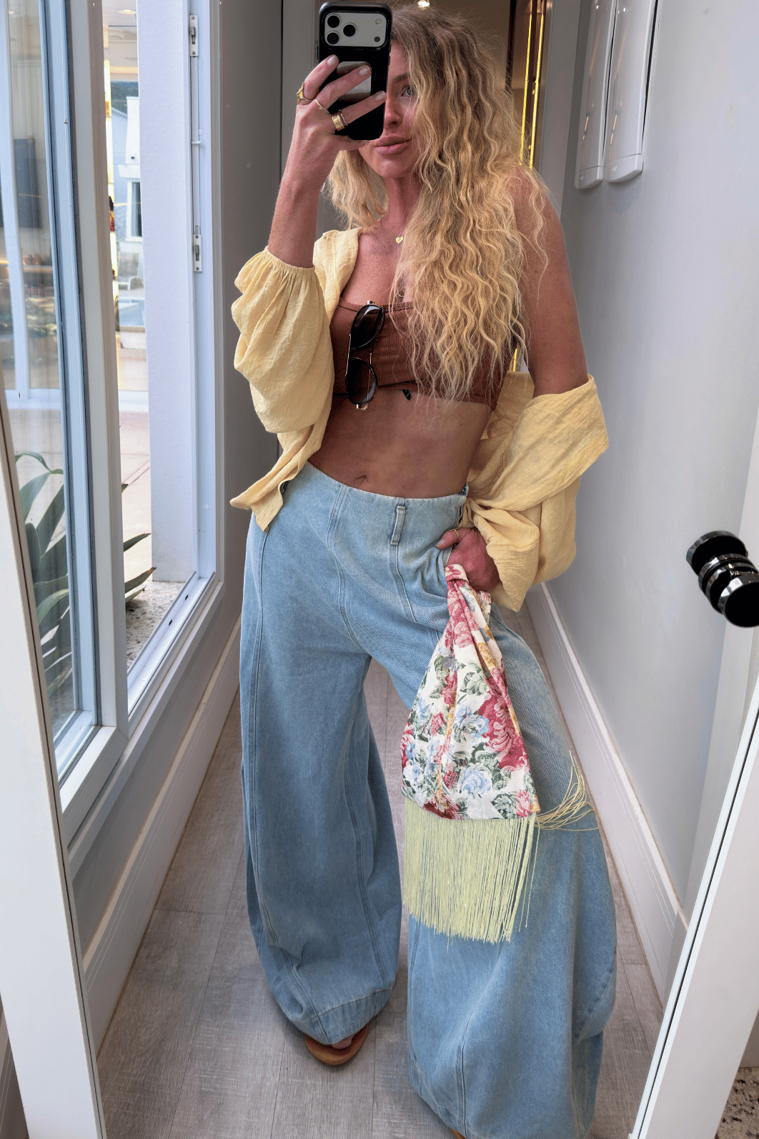 Bolsa Clutch Boho florida com franjas Bolsa Clutch Boho florida com franjas