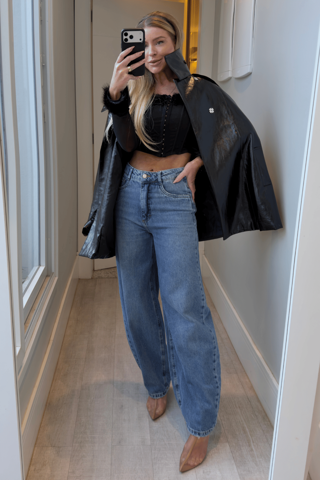 Blusa corset Manga Longa Plumas