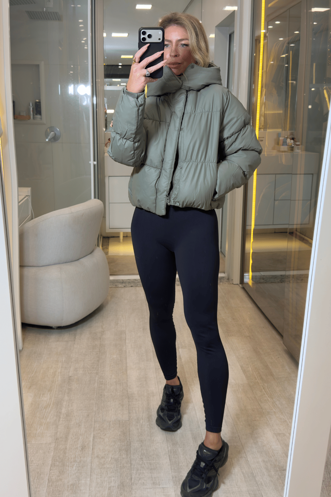 Calça legging malha power canelada Lia Calça legging malha power canelada Lia