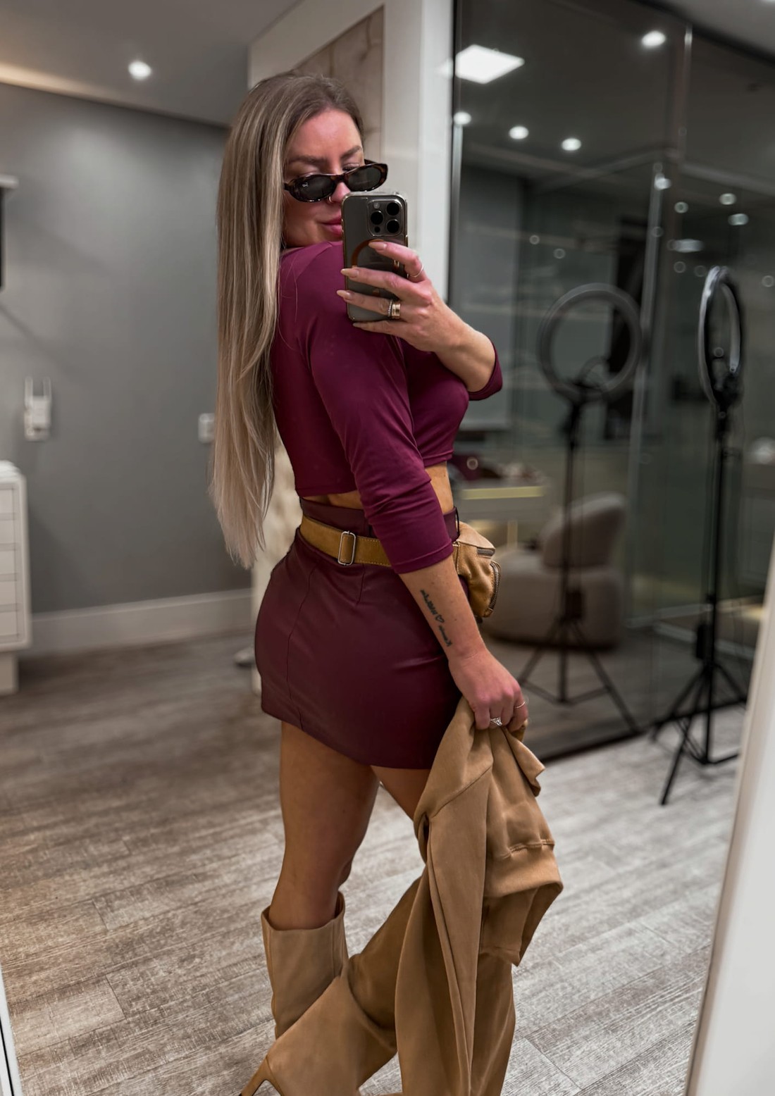 Cropped manga 3/4 em poliamida Cropped manga 3/4 em poliamida