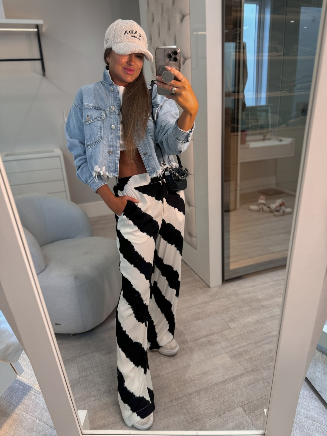 Calça pantalona listras