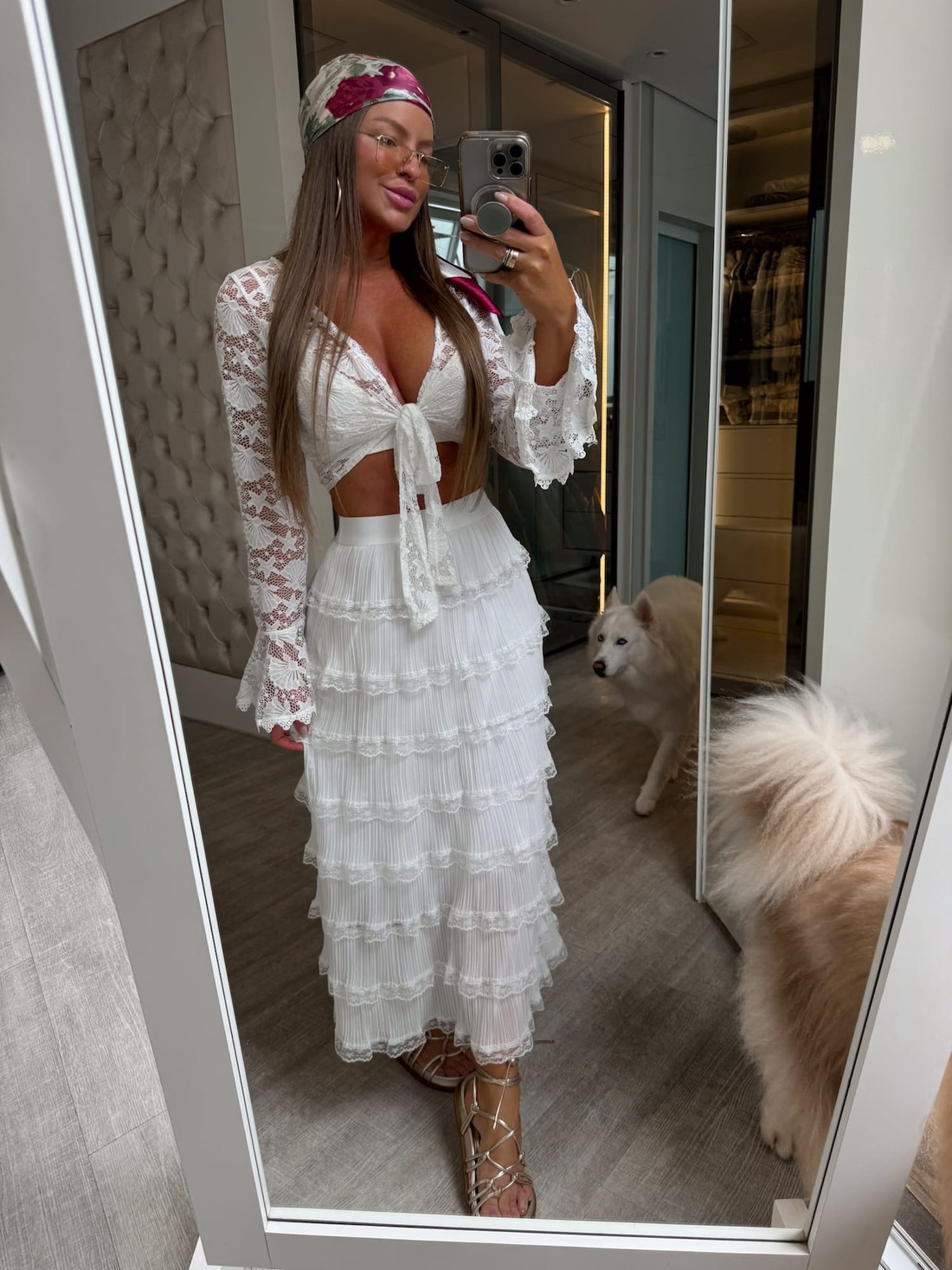 Saia midi de tule plissada com babados Olive Saia midi de tule plissada com babados Olive