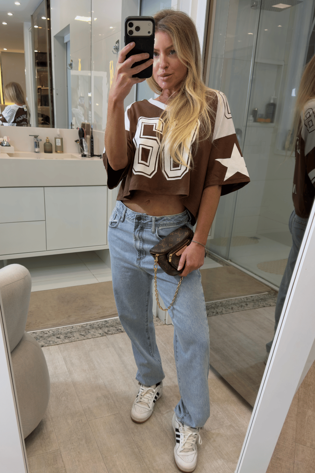 T-shirt cropped estampa Las Vegas MARROM T-shirt cropped estampa Las Vegas MARROM