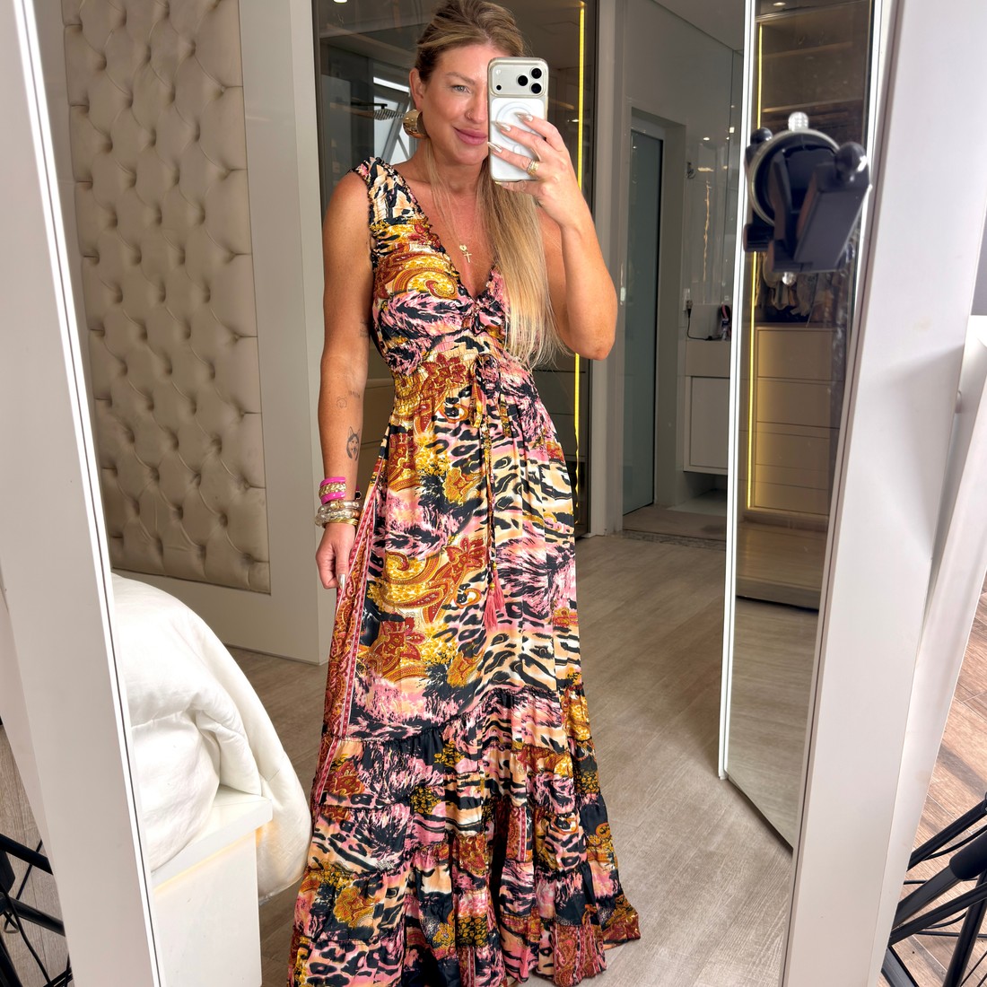 Vestido longo estampado Indiano Vestido longo estampado Indiano