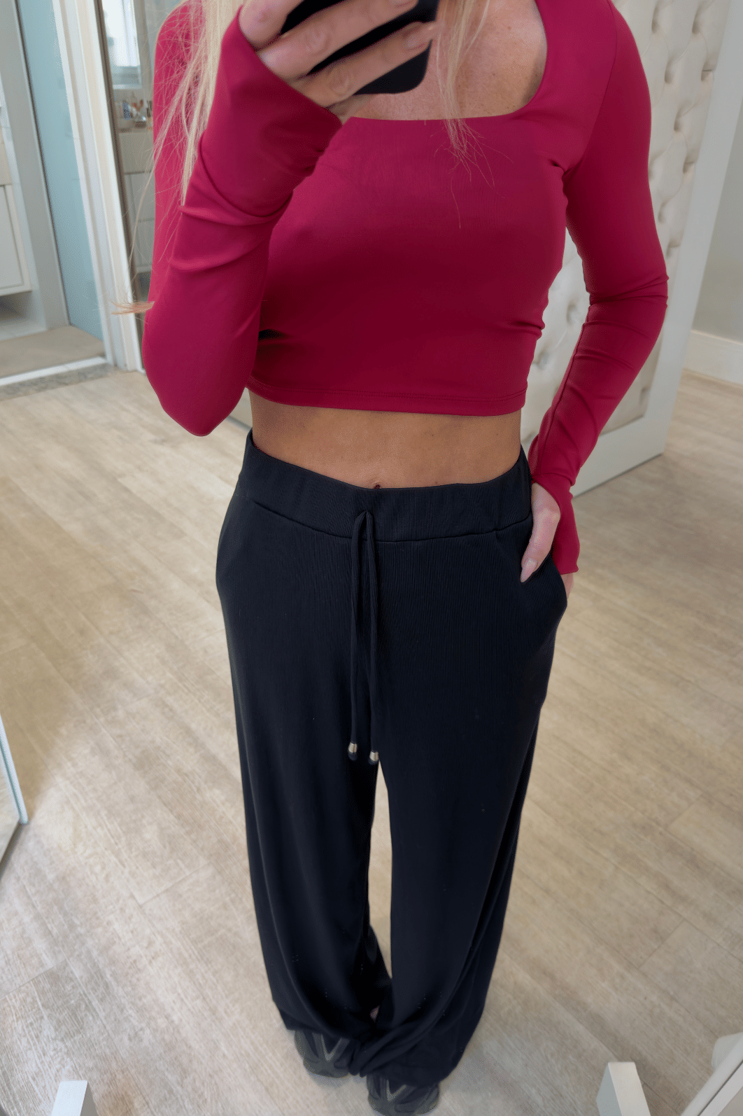 Calça pantalona malha canelada Baly PRETO Calça pantalona malha canelada Baly PRETO