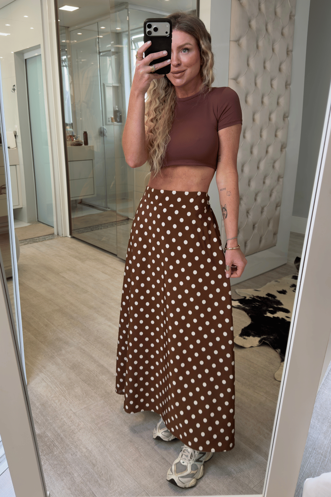 Saia longa estampada de Poá Ailany Saia longa estampada de Poá Ailany
