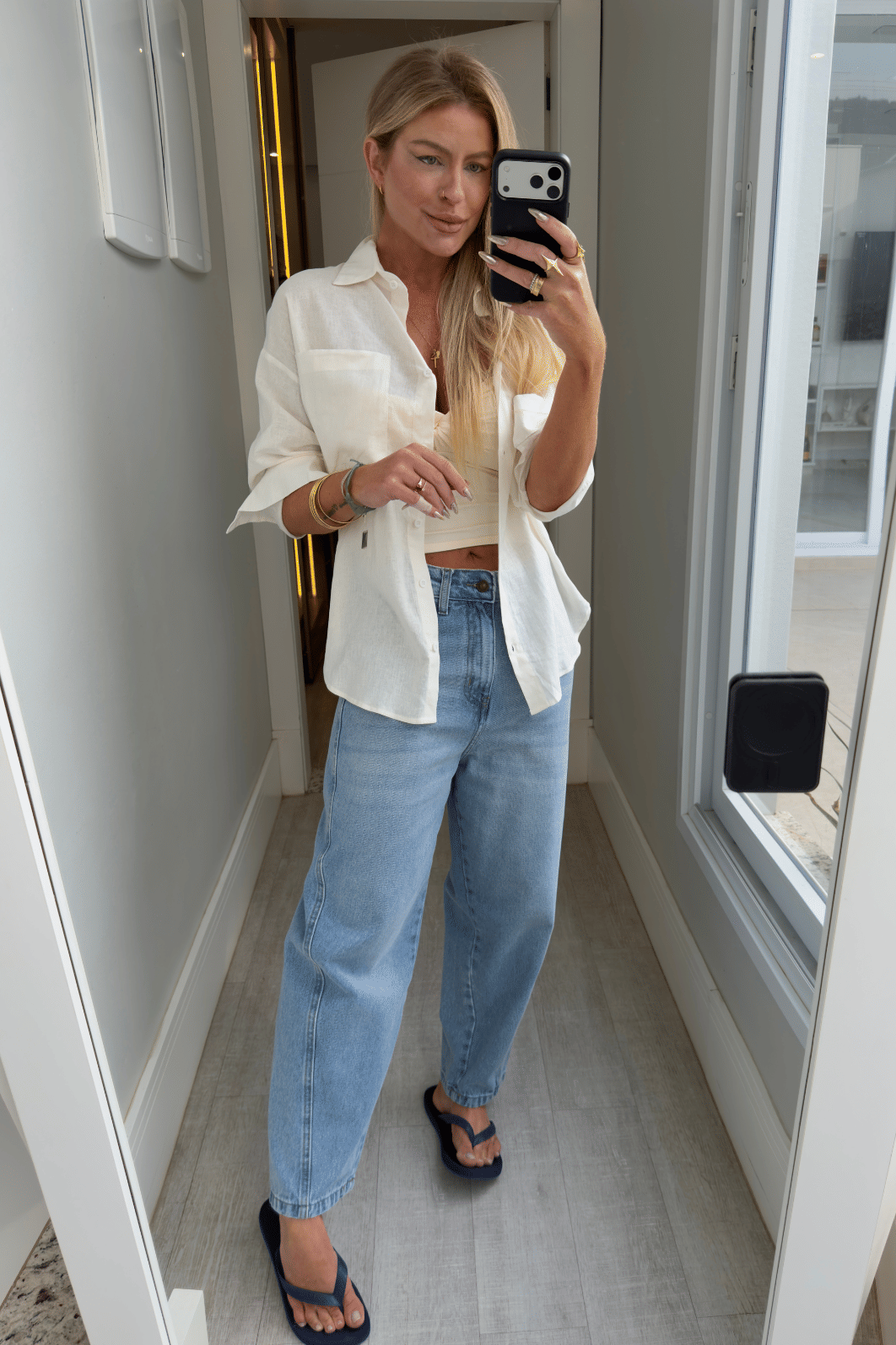 Calça jeans ballon recortes Karen