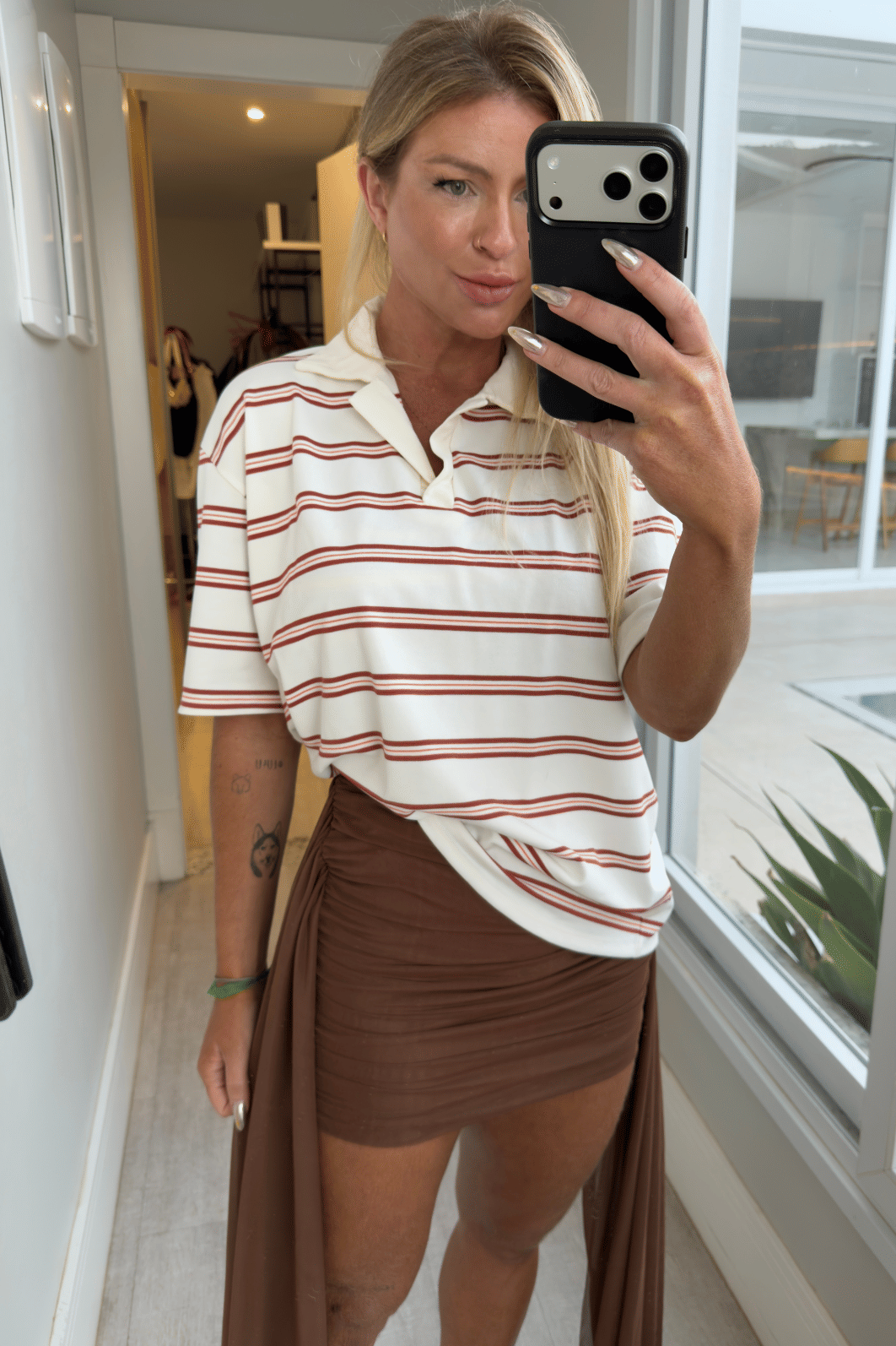 Saia curta poá Lola Marrom Saia curta poá Lola Marrom