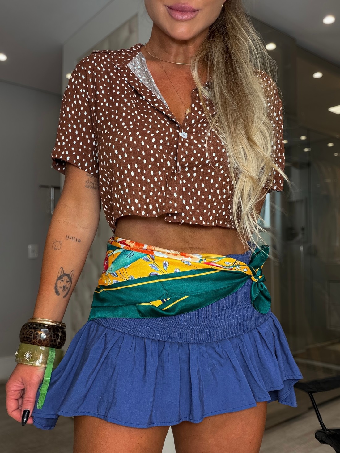 Lenço em cetim estampado Lenço em cetim estampado