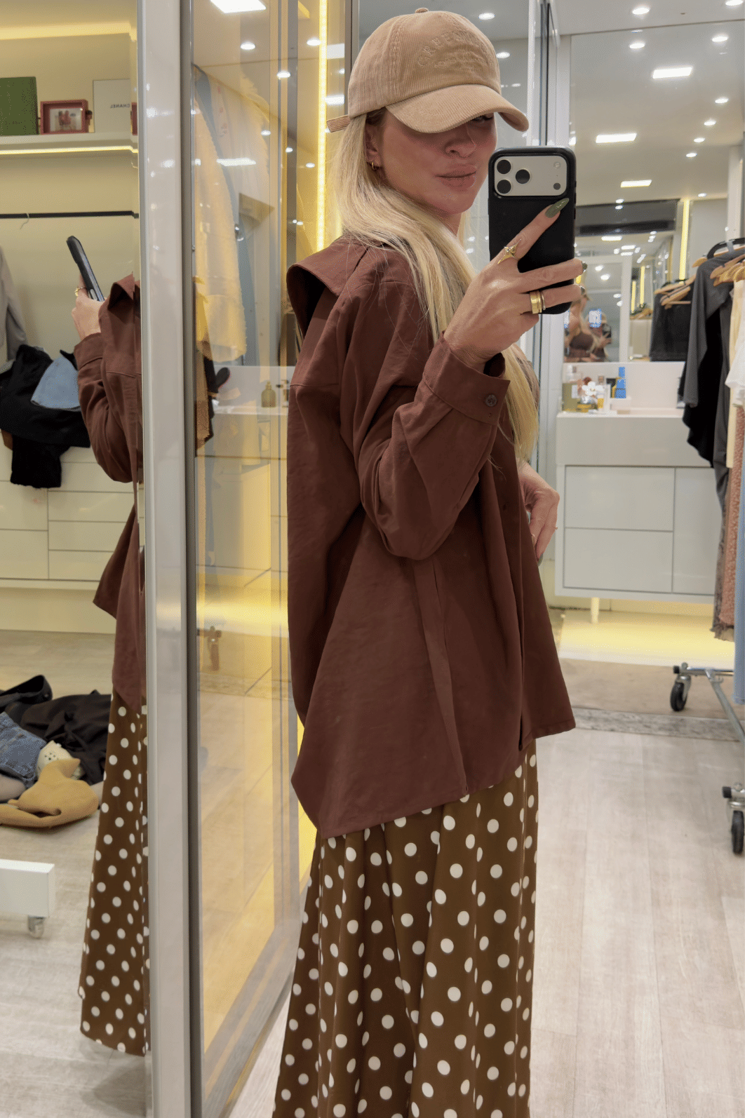 Saia longa estampada de Poá Ailany Saia longa estampada de Poá Ailany