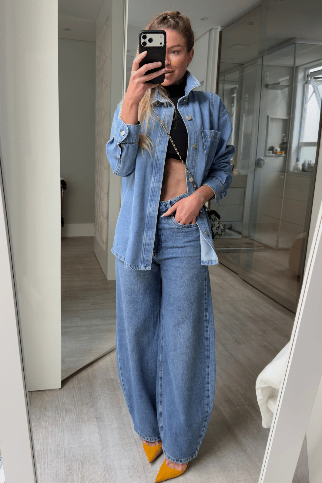 camisa jeans alongada Agnês camisa jeans alongada Agnês