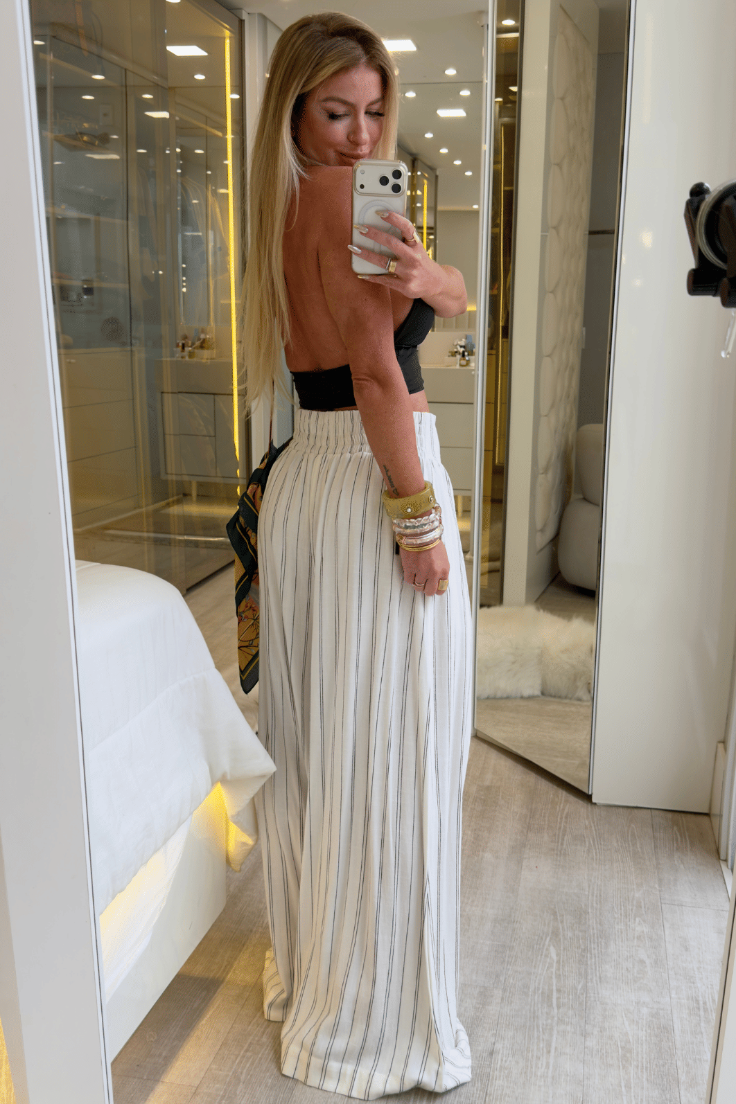 Calça pantalona risca de giz Calça pantalona risca de giz