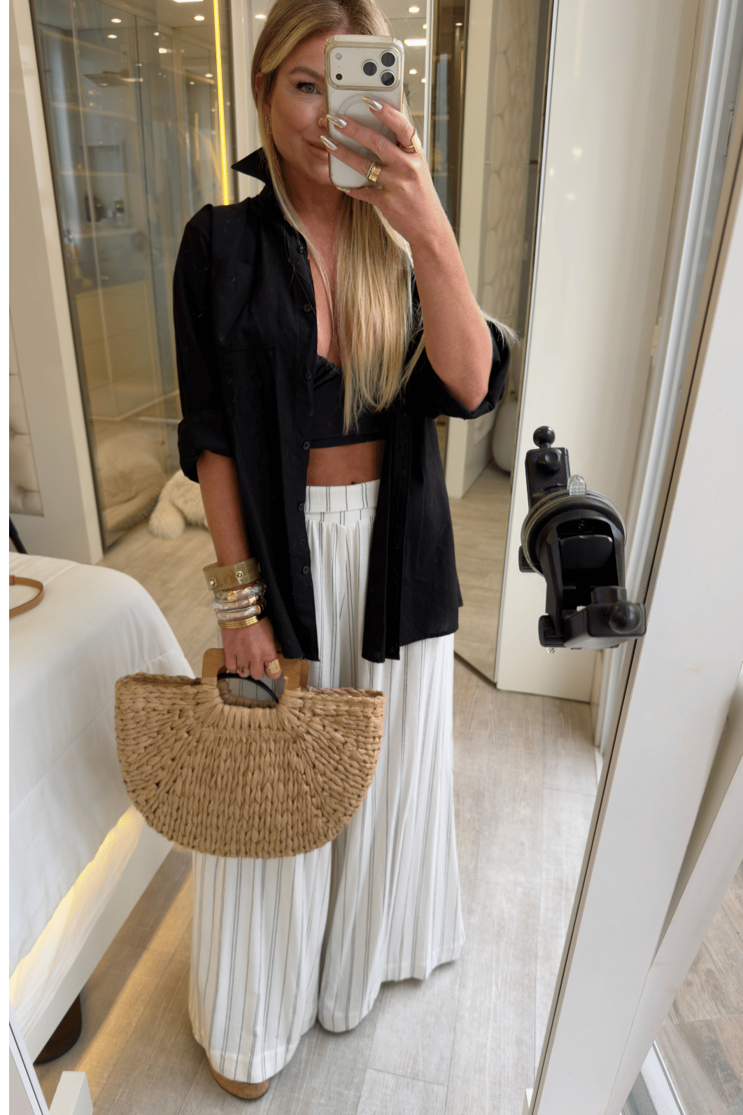 Calça pantalona risca de giz Calça pantalona risca de giz