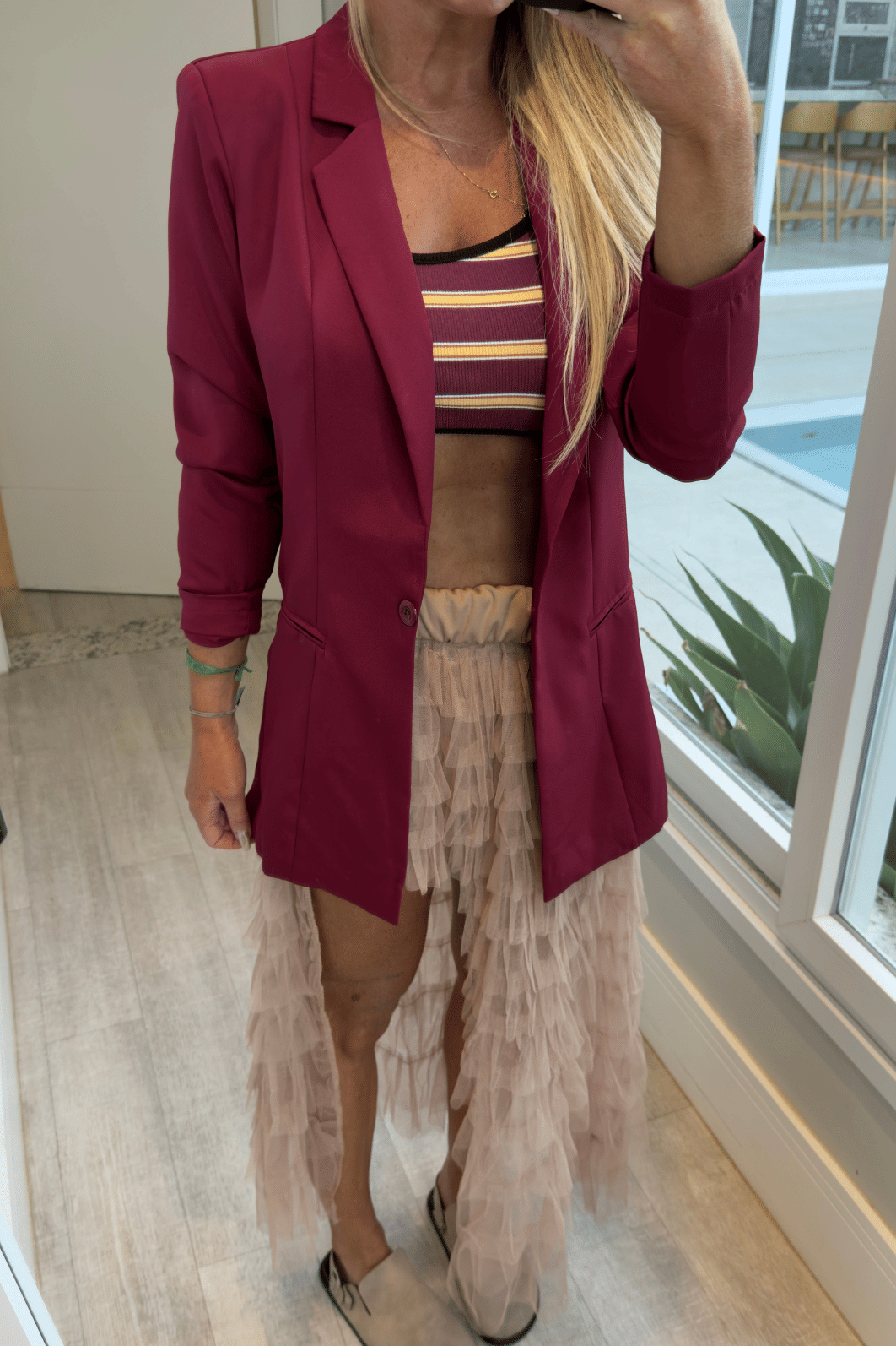 Top canelado estampa de listras bicolor Top canelado estampa de listras bicolor