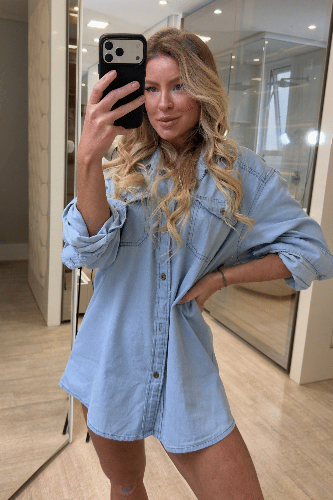 Camisa jeans alongada Dimitre Camisa jeans alongada Dimitre