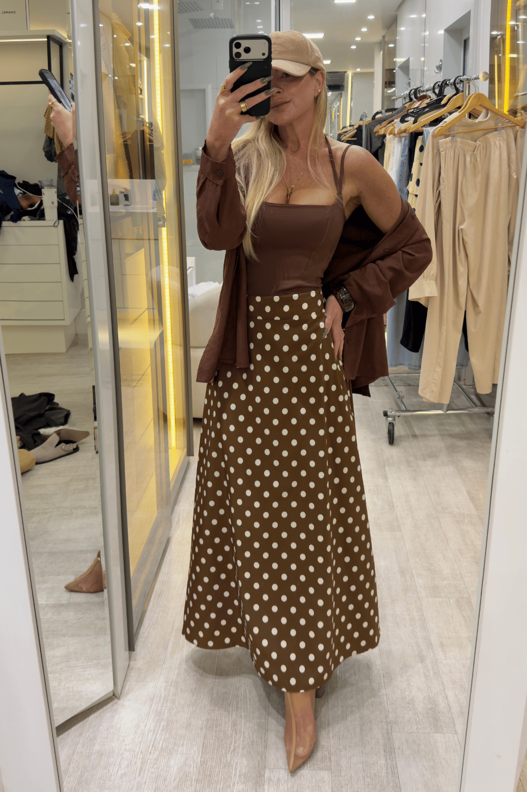 Saia longa estampada de Poá Ailany Saia longa estampada de Poá Ailany