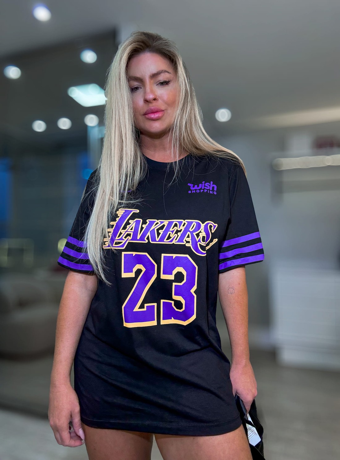 T-shirt alongada oversized estampa los Angeles Lakers