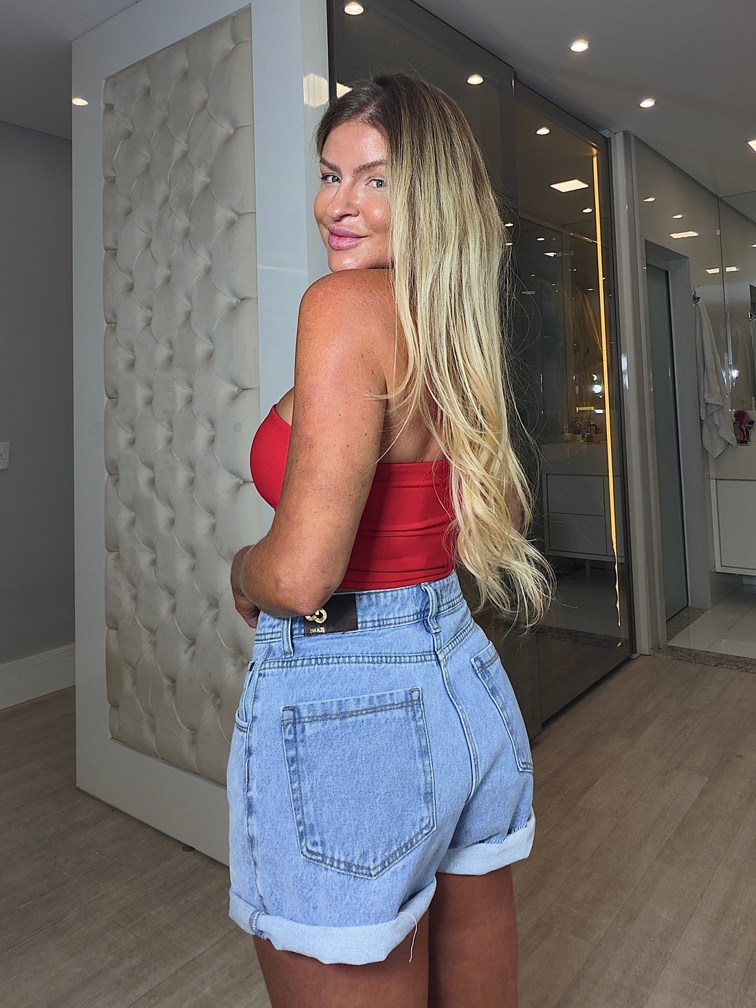 Short jeans mom barra a fio Pamela