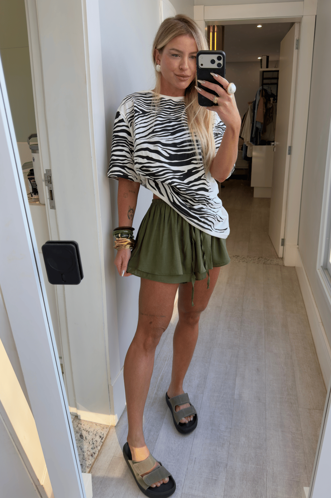 Short saia com babados Lilian Verde