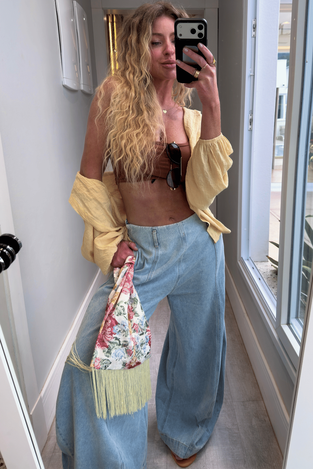 Bolsa Clutch Boho florida com franjas Bolsa Clutch Boho florida com franjas