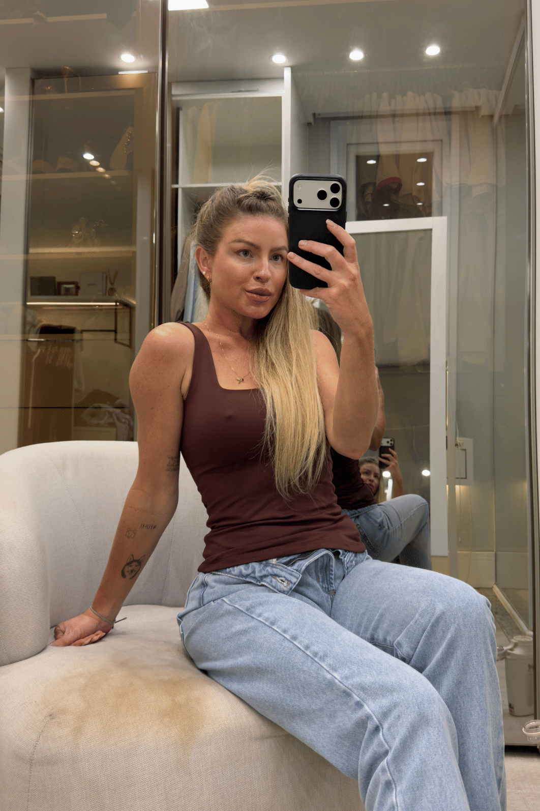 Blusa regata poliamida Kamili MARROM Blusa regata poliamida Kamili MARROM